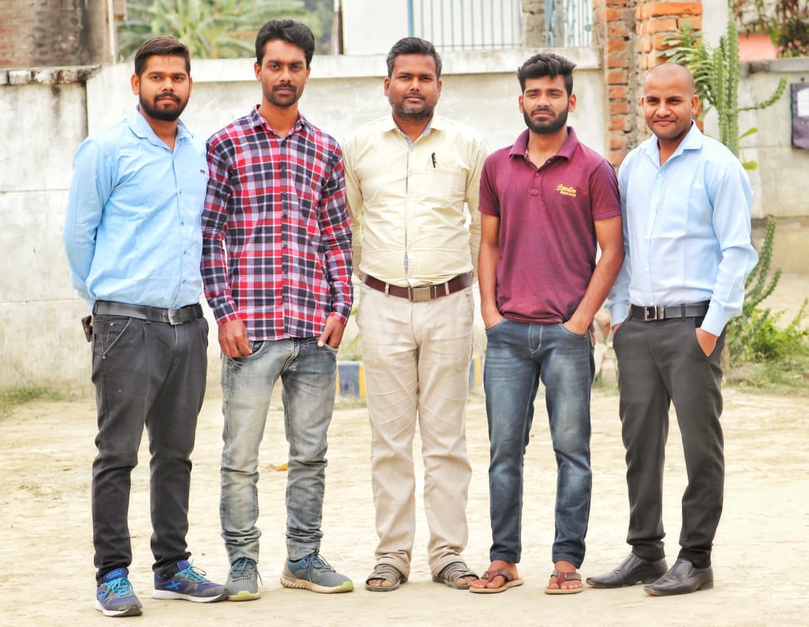 Staff members of Navbharat Public School on campus