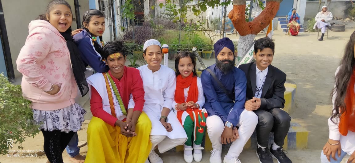 Students dressed for a cultural celebration on campus
