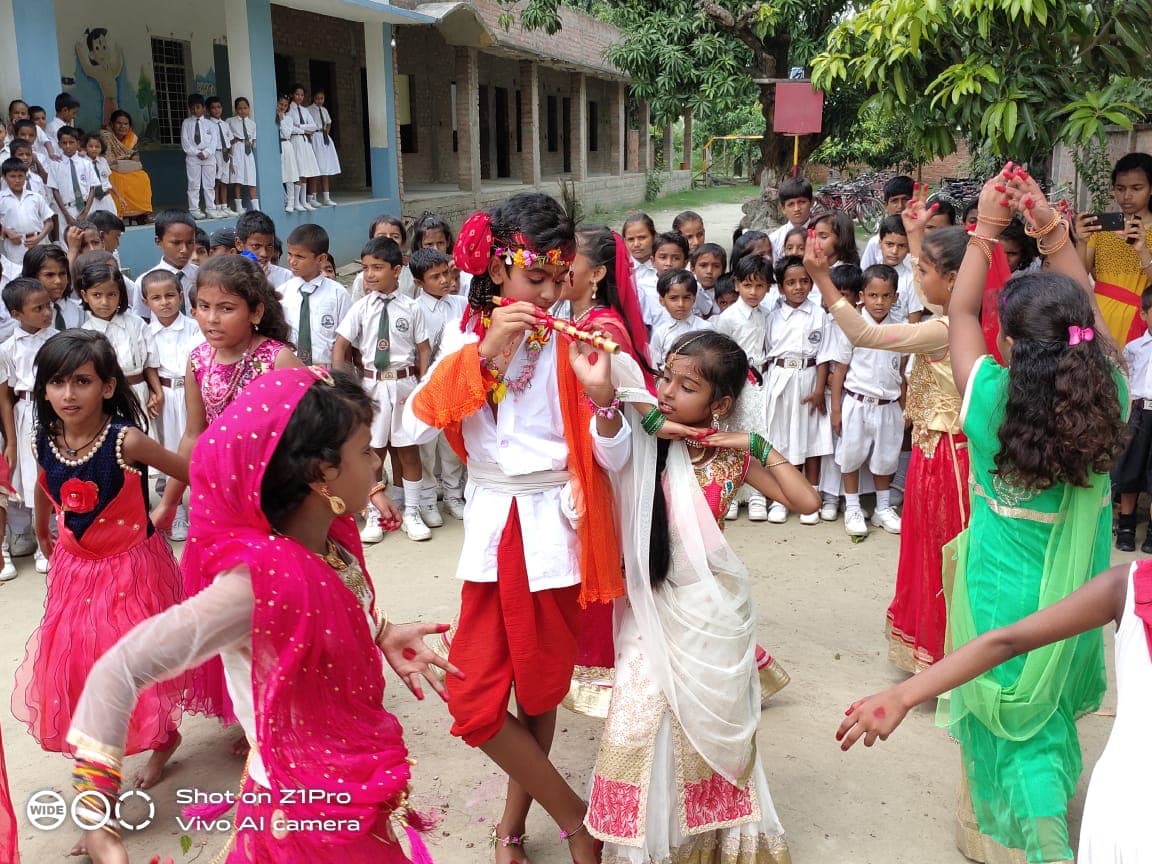 Students of Navbharat Public School taking part in a cultural celebration